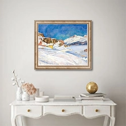 «Winter Landscape Near Capolago» в интерьере в классическом стиле над столом