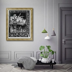 «How Sir Bedivere Cast the Sword Excalibur into the Water, 1893-94» в интерьере коридора в классическом стиле