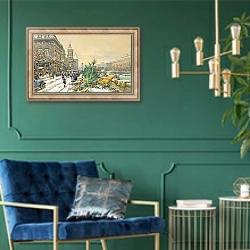 «Le Quai Aux Fleurs Et La Conciergerie» в интерьере в классическом стиле с зеленой стеной