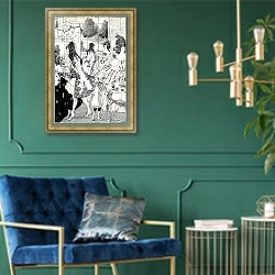 «Illustration for 'The Rape of the Lock' by Alexander Pope» в интерьере в классическом стиле с зеленой стеной