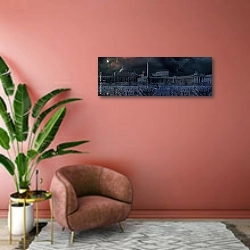 «Апокалиптическая сцена, Площадь Св. Петр,Рим» в интерьере современной гостиной в розовых тонах