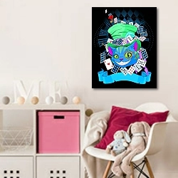 «Чеширский кот в шляпе» в интерьере детской комнаты для девочки с розовыми деталями