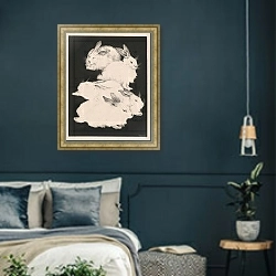 «Два ангорских кролика» в интерьере классической спальни с темными стенами