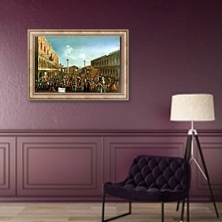 «Charlatans in the Piazzetta San Marco, Venice» в интерьере в классическом стиле в фиолетовых тонах