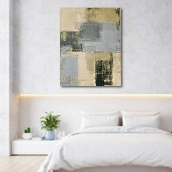 «Танец цветов» в интерьере светлой минималистичной спальне над кроватью