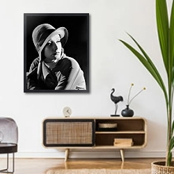 «Гарбо Грета 77» в интерьере комнаты в стиле ретро над тумбой