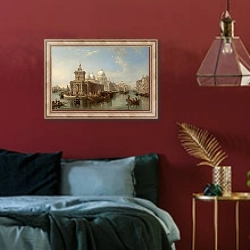 «Санта-Мария-делла-Салюте, Венеция» в интерьере спальни с акцентной стеной
