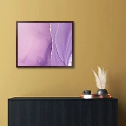 «Abstract violet and blue ink art 5» в интерьере в стиле минимализм над комодом
