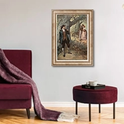 «Illustration for Adam Bede 11» в интерьере гостиной в бордовых тонах