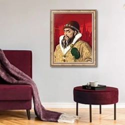 «Ivan the Terrible» в интерьере гостиной в бордовых тонах