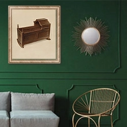 «Cradle» в интерьере классической гостиной с зеленой стеной над диваном