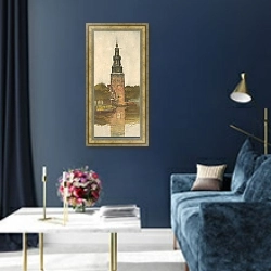 «Montelbaanstoren in Amsterdam» в интерьере в классическом стиле в синих тонах