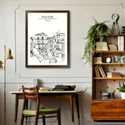 «Palermo, Italy, Europe.» в интерьере кабинета в стиле ретро над столом