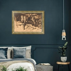 «Volendam» в интерьере классической спальни с темными стенами