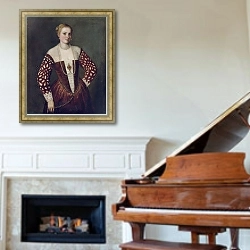 «Portrait of a Woman 7» в интерьере классической гостиной над камином