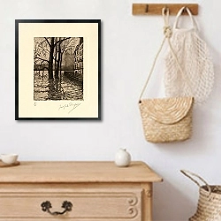 «Le Quai d’Orléans – Inondations» в интерьере в стиле ретро над комодом