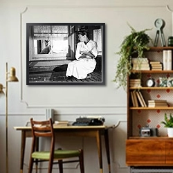 «Хепберн Одри 197» в интерьере кабинета в стиле ретро над столом
