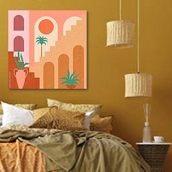 «Марокканская архитектура 2» в интерьере спальни  в этническом стиле в желтых тонах