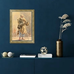 «Портрет крепостного крестьянина» в интерьере в классическом стиле в синих тонах