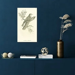 «Common Wryneck» в интерьере синей комнаты