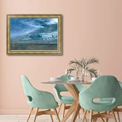 «Пейзаж с Грозовыми Облаками» в интерьере современной столовой в пастельных тонах