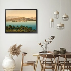 «Италия. Остров Изола-Пескатори, живописный вид» в интерьере столовой в стиле ретро