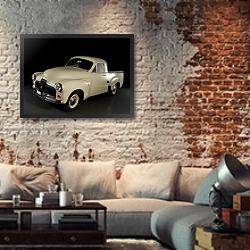 «Holden 50-2106 Coupe Utility '1951–53» в интерьере гостиной в стиле лофт с кирпичной стеной