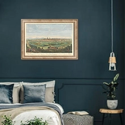 «A View of Florence from the Convent of Capuchins at Montugi» в интерьере классической спальни с темными стенами