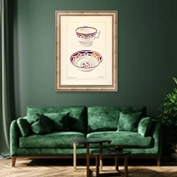 «Cup and Saucer» в интерьере зеленой гостиной над диваном