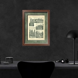 «Здания Лондона I 1» в интерьере кабинета в черных цветах над столом