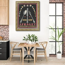 «1824 srebro platery J. Fraget warszawa» в интерьере кухни с кирпичными стенами над столом