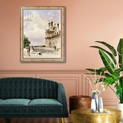 «View near the Pont Royal, with the Pavillon de Flore, Tuileries» в интерьере классической гостиной над диваном