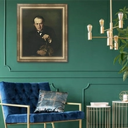 «Портрет В.В.Безсонова. 1869» в интерьере в классическом стиле с зеленой стеной