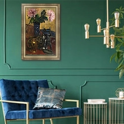 «Stillleben Metall» в интерьере в классическом стиле с зеленой стеной