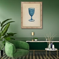 «Blue Goblet» в интерьере гостиной в зеленых тонах