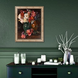 «Blumen» в интерьере прихожей в зеленых тонах над комодом
