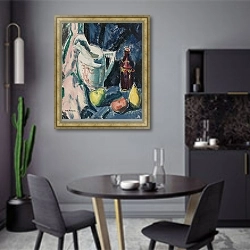 «Still Life with Pitcher and Fruit» в интерьере современной кухни в серых цветах