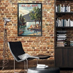 «Экс-ле-Бен» в интерьере кабинета в стиле лофт с кирпичными стенами