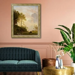 «Река Мерсед в Йосемити» в интерьере классической гостиной над диваном