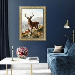 «Столичный олень» в интерьере в классическом стиле в синих тонах