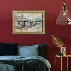 «Кормление цыплят» в интерьере спальни с акцентной стеной