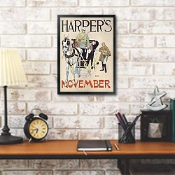 «Ноябрь Харпера» в интерьере кабинета в стиле лофт над столом