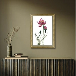 «Китайский цветок лотоса 2» в интерьере в этническом стиле в коричневых цветах