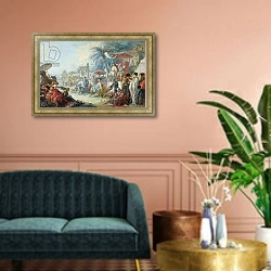 «The Chinese Fair, c.1742» в интерьере классической гостиной над диваном