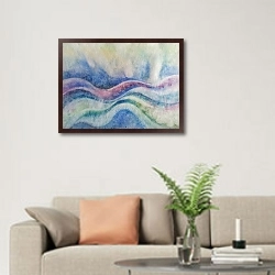 «Свежие волны» в интерьере современной светлой гостиной над диваном