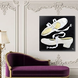 «Old Tap Dancing Shoes, 1992» в интерьере в классическом стиле над банкеткой