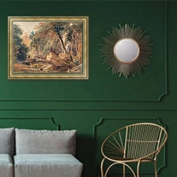 «Waterfall in the Dingle at Badger Hall» в интерьере в классическом стиле в синих тонах