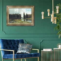 «В кочках» в интерьере в классическом стиле с зеленой стеной