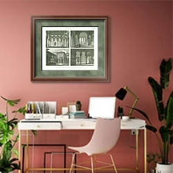 «Архитектура Италии: Кордова, Севилья 1» в интерьере современного кабинета в розовых тонах
