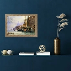 «Santa Maria della Salute and the Grand Canal, Venice,» в интерьере в классическом стиле в синих тонах